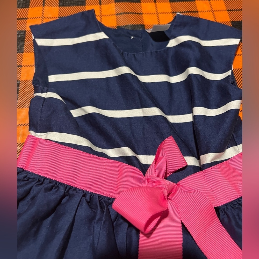 Carter’s Girls Navy & White Striped Dress with Pink Sash Size 2T EUC! 🩵🩷💙 - Picture 7 of 9